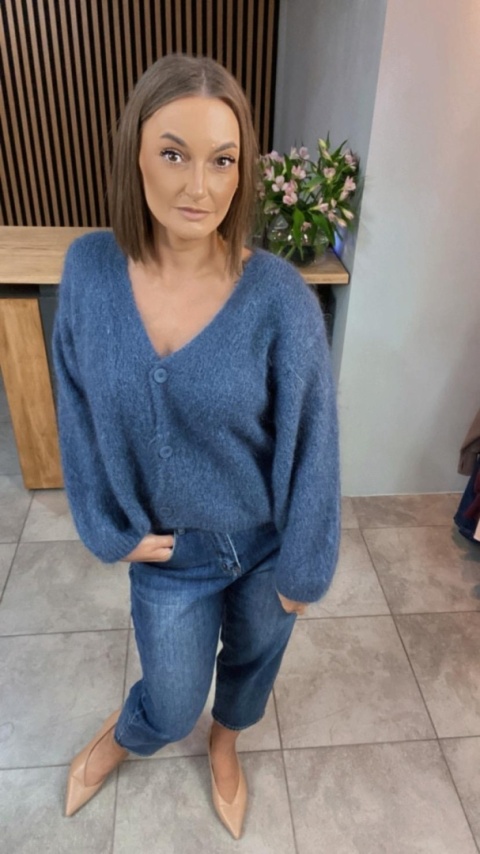 Sweter CXL moherowy - Jeansowy