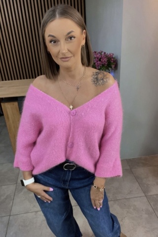 Sweter CXL z moherem – Różowy