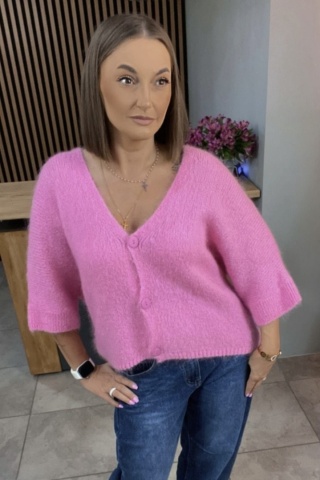 Sweter CXL z moherem – Różowy
