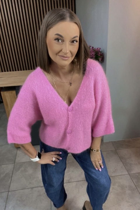 Sweter CXL z moherem – Różowy
