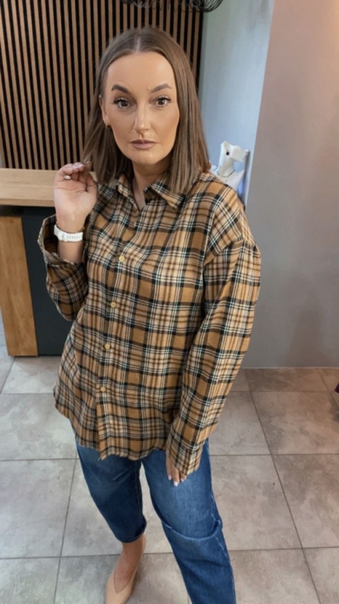 Koszula w kratę – oversize camel