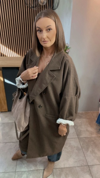 Płaszcz damski oversize Gioya & Co. – Brązowy