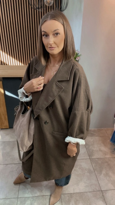 Płaszcz damski oversize Gioya & Co. – Brązowy