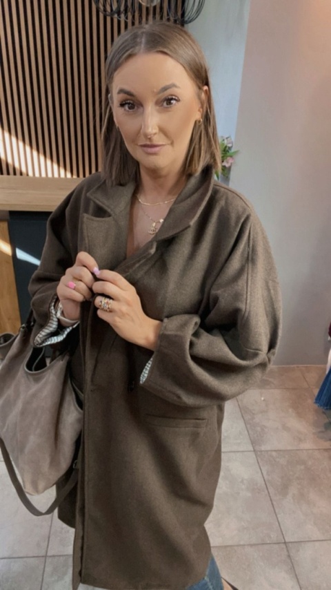 Płaszcz damski oversize Gioya & Co. – Brązowy