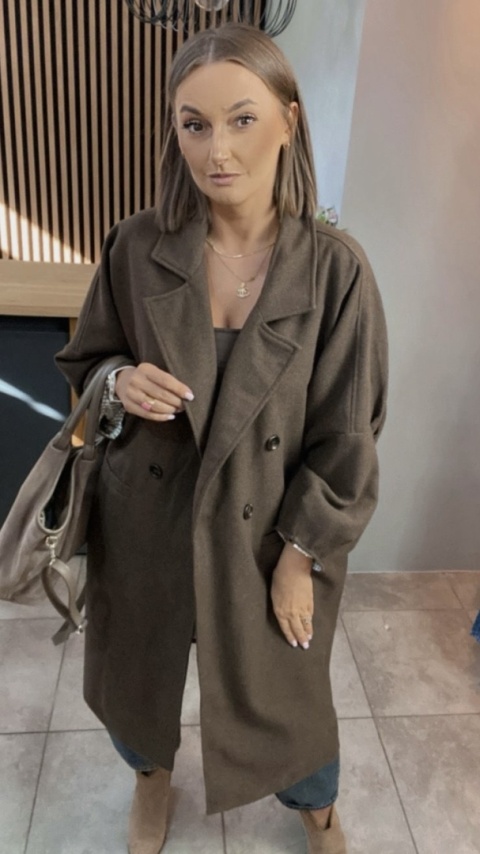 Płaszcz damski oversize Gioya & Co. – Brązowy