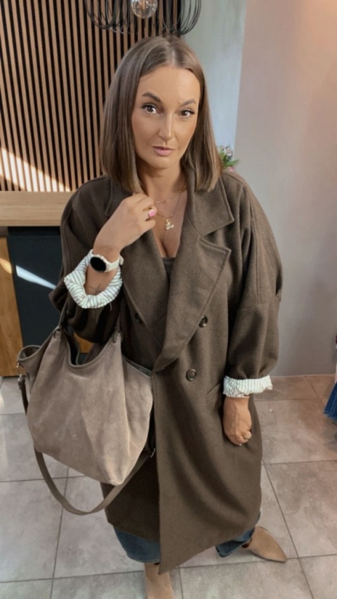Płaszcz damski oversize Gioya & Co. – Brązowy