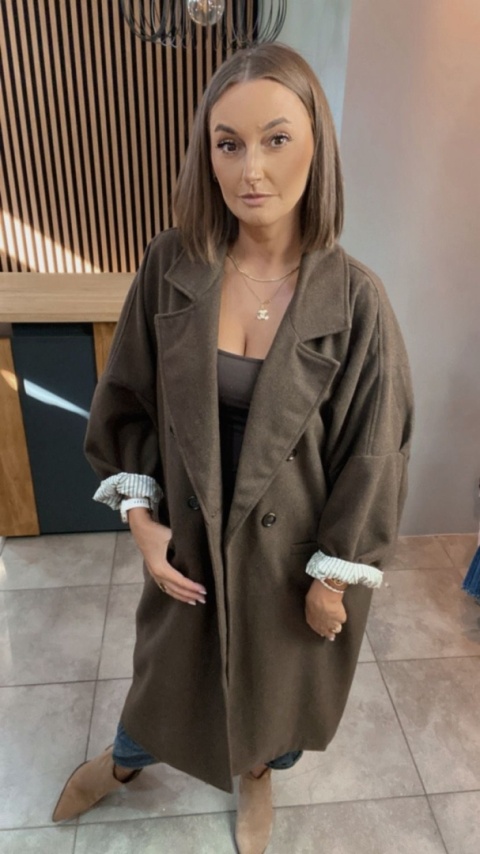 Płaszcz damski oversize Gioya & Co. – Brązowy