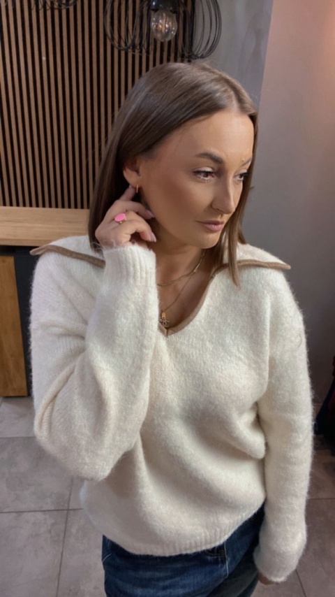 Sweter z miękkiej dzianiny Śmietanka