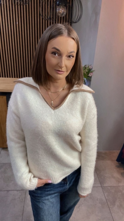 Sweter z miękkiej dzianiny Śmietanka