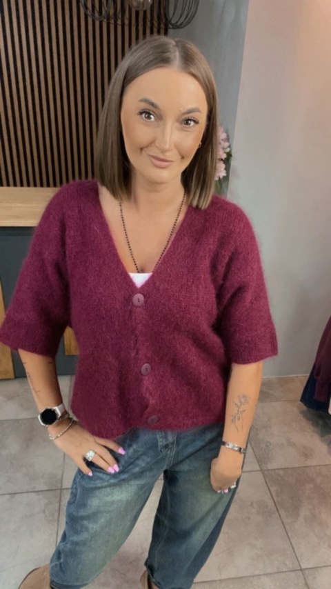 Sweter CXL z moherem – Bordo