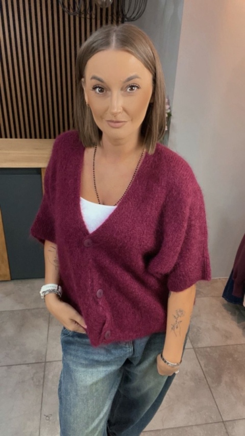Sweter CXL z moherem – Bordo
