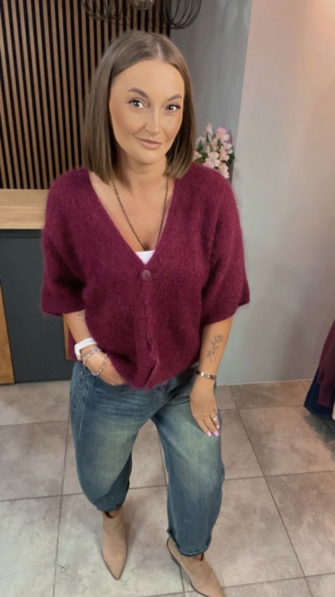 Sweter CXL z moherem – Bordo