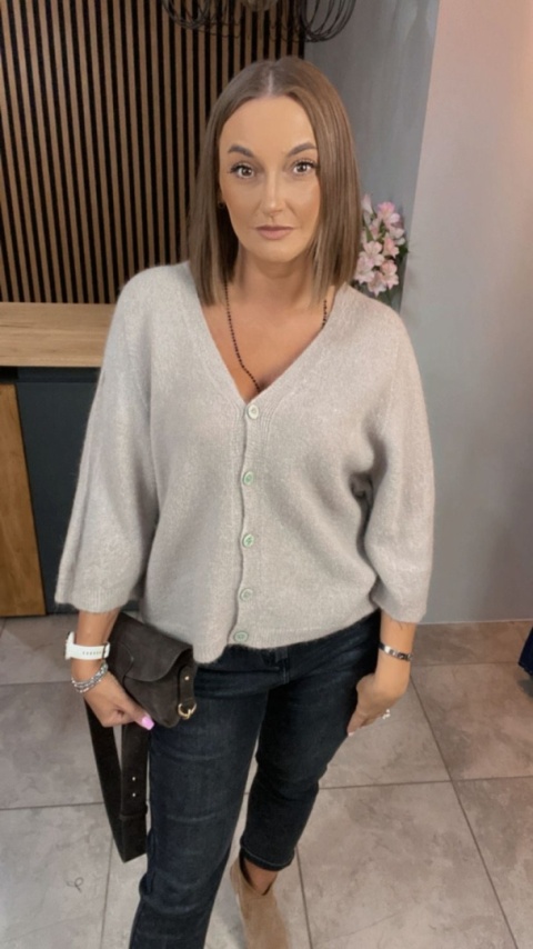 Sweter z domieszką baby alpaki – Beżowy