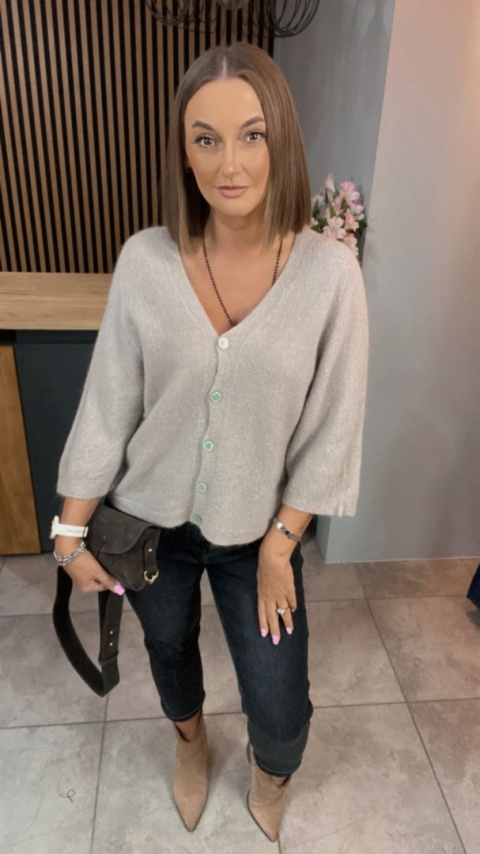 Sweter z domieszką baby alpaki – Beżowy