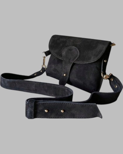 Skórzana torebka listonoszka - Czarna