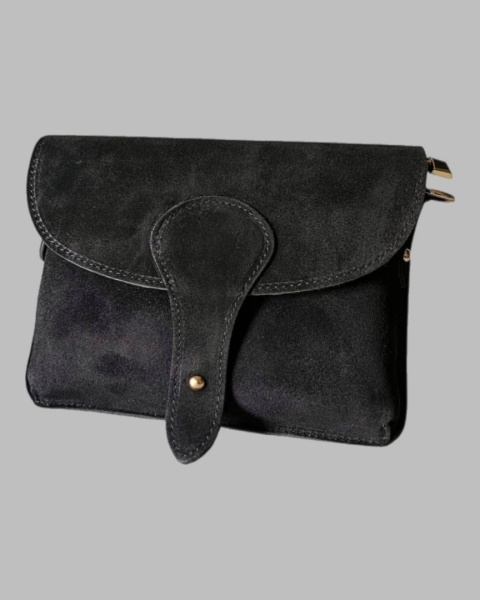 Skórzana torebka listonoszka - Czarna