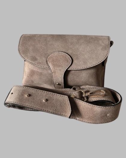 Skórzana torebka listonoszka - Taupe