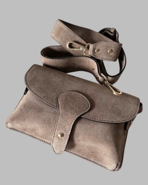 Skórzana torebka listonoszka - Taupe