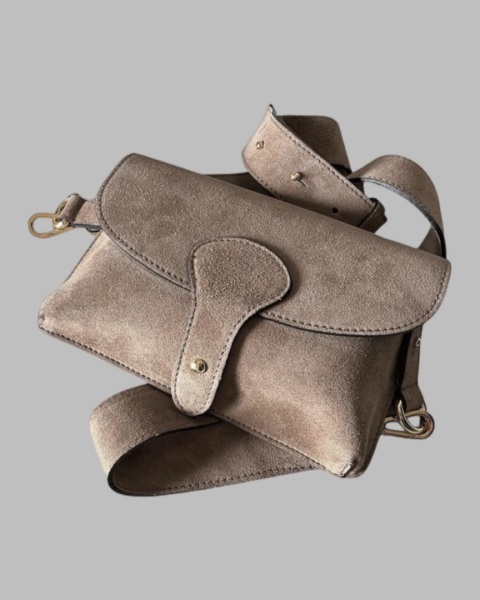 Skórzana torebka listonoszka - Taupe