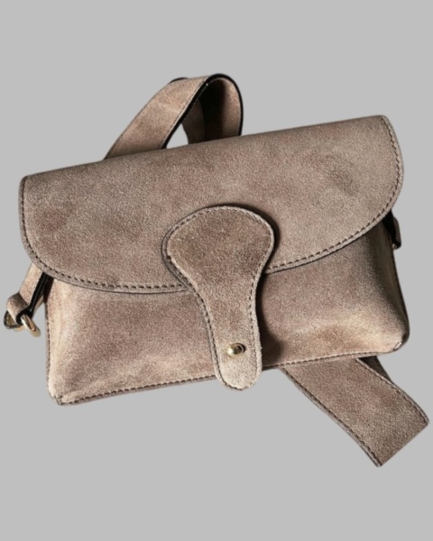 Skórzana torebka listonoszka - Taupe