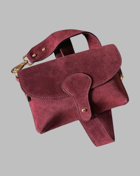 Skórzana torebka listonoszka - Bordo