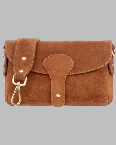 Skórzana torebka listonoszka - Camel