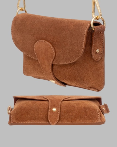 Skórzana torebka listonoszka - Camel