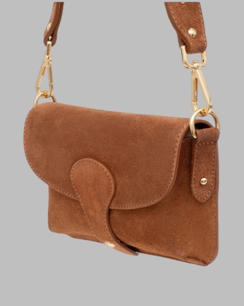 Skórzana torebka listonoszka - Camel