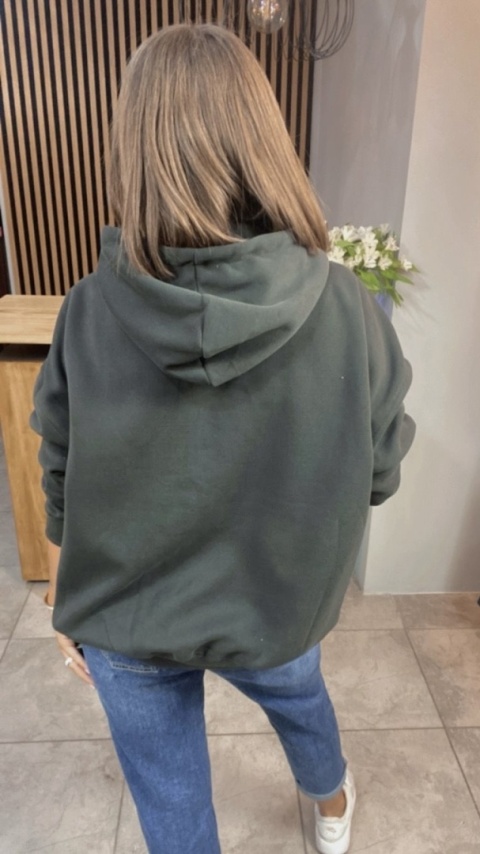 Bluza oversize z kapturem – „This Moment is an Opportunity” - Grafit