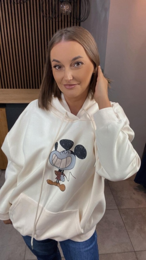 Bluza z nadrukiem Mickey - Krem