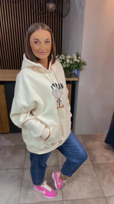 Bluza z nadrukiem Mickey - Krem