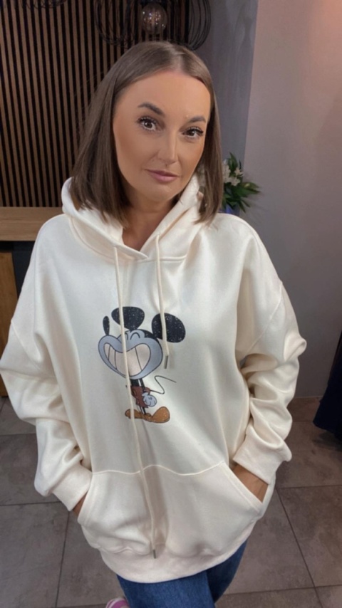 Bluza z nadrukiem Mickey - Krem