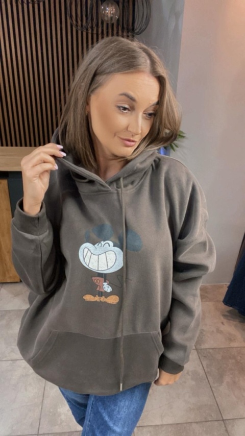 Bluza z nadrukiem Mickey - Czekolada