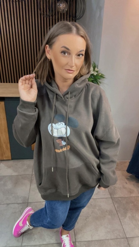 Bluza z nadrukiem Mickey - Czekolada