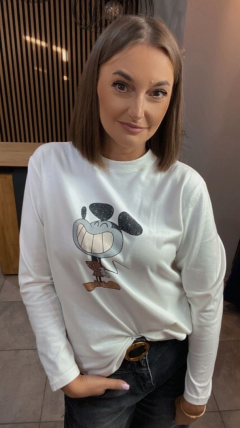 Bluzka z nadrukiem retro Myszki - Śmietanka