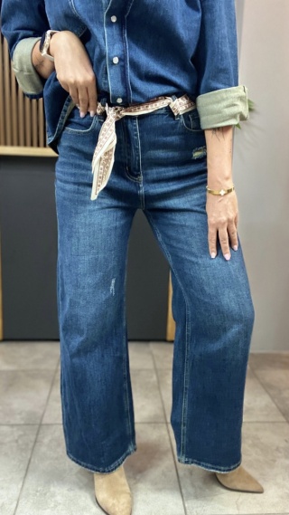 Jeansy wide leg z apaszką - Wiya