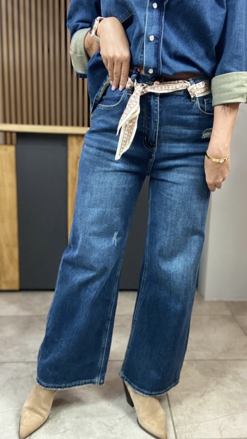 Jeansy wide leg z apaszką - Wiya