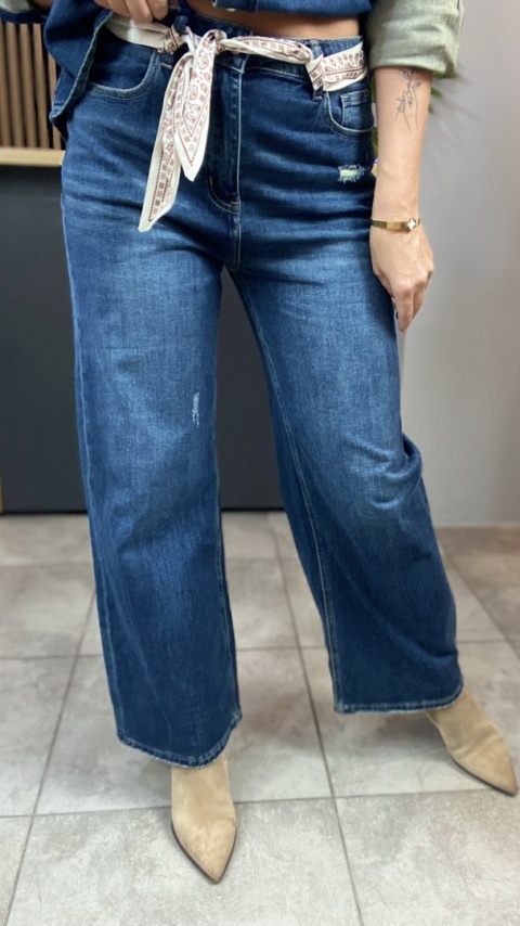 Jeansy wide leg z apaszką - Wiya