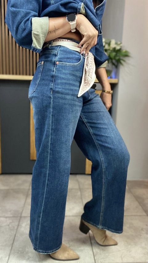 Jeansy wide leg z apaszką - Wiya