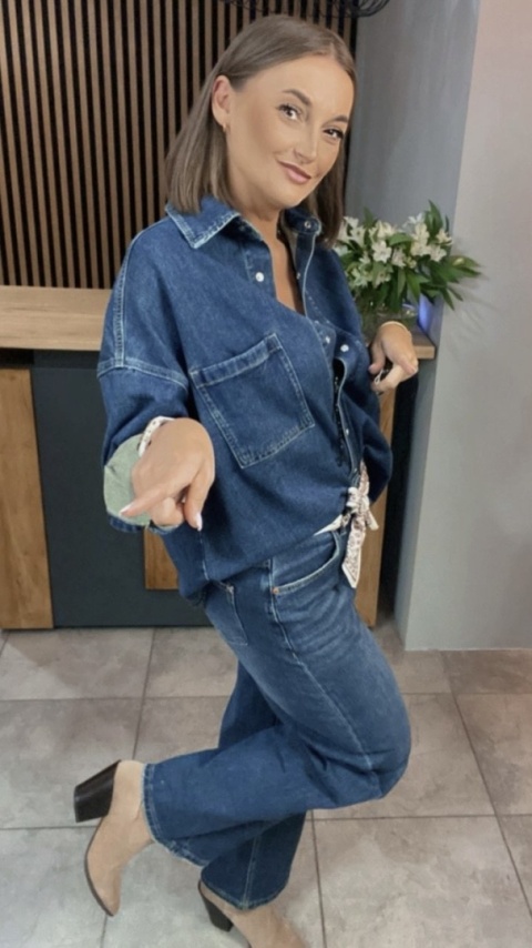 Jeansy wide leg z apaszką - Wiya