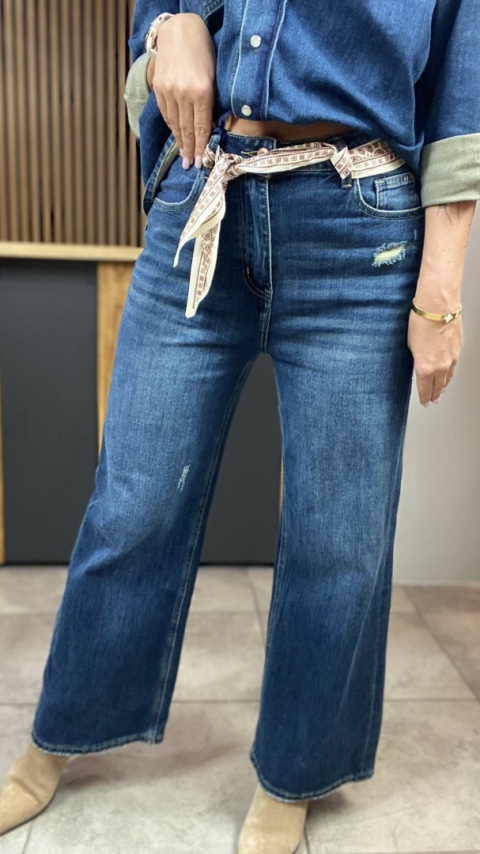 Jeansy wide leg z apaszką - Wiya