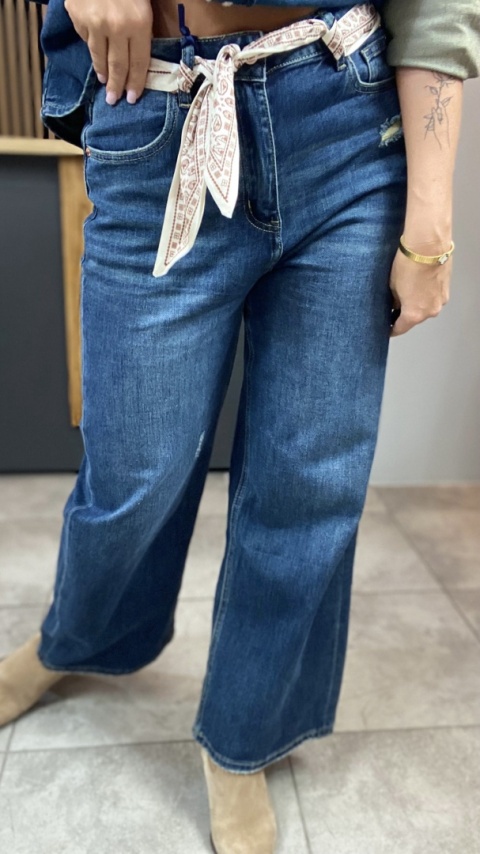 Jeansy wide leg z apaszką - Wiya