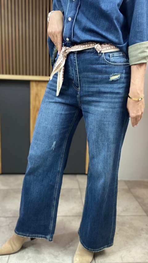 Jeansy wide leg z apaszką - Wiya