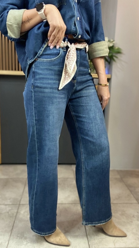 Jeansy wide leg z apaszką - Wiya