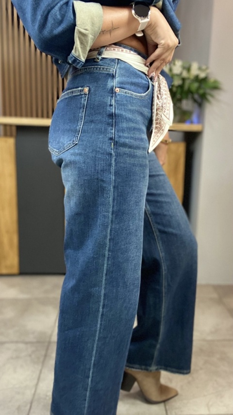 Jeansy wide leg z apaszką - Wiya