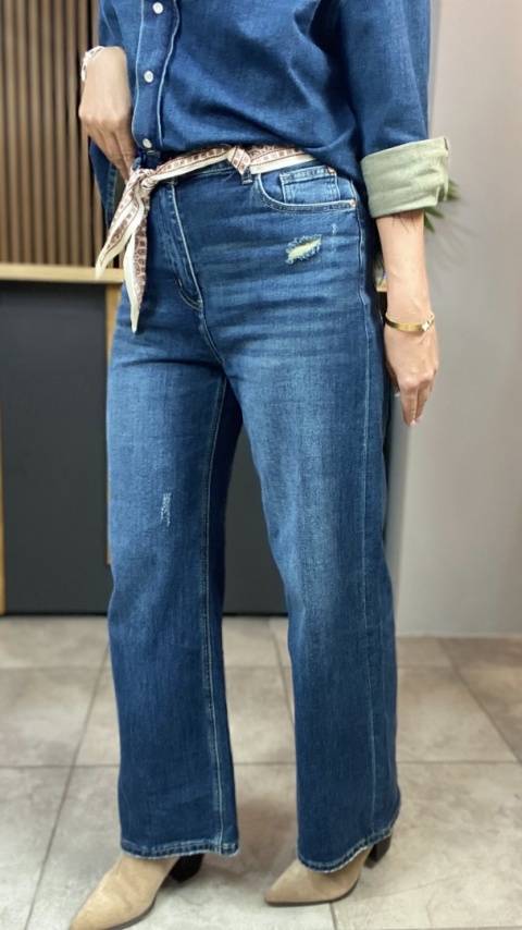 Jeansy wide leg z apaszką - Wiya