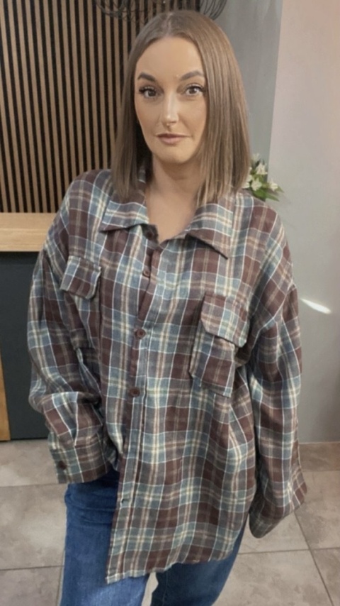 Koszula flanelowa w kratę – Brązowo–szara