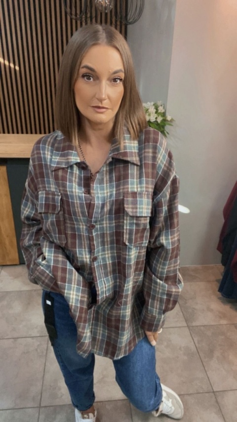 Koszula flanelowa w kratę – Brązowo–szara