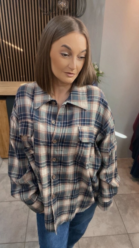 Koszula flanelowa w kratę – Czarno–beżowa