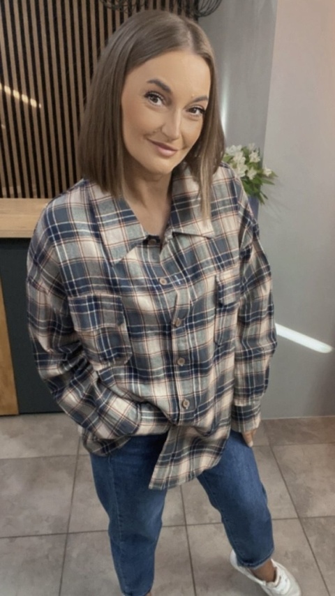 Koszula flanelowa w kratę – Czarno–beżowa